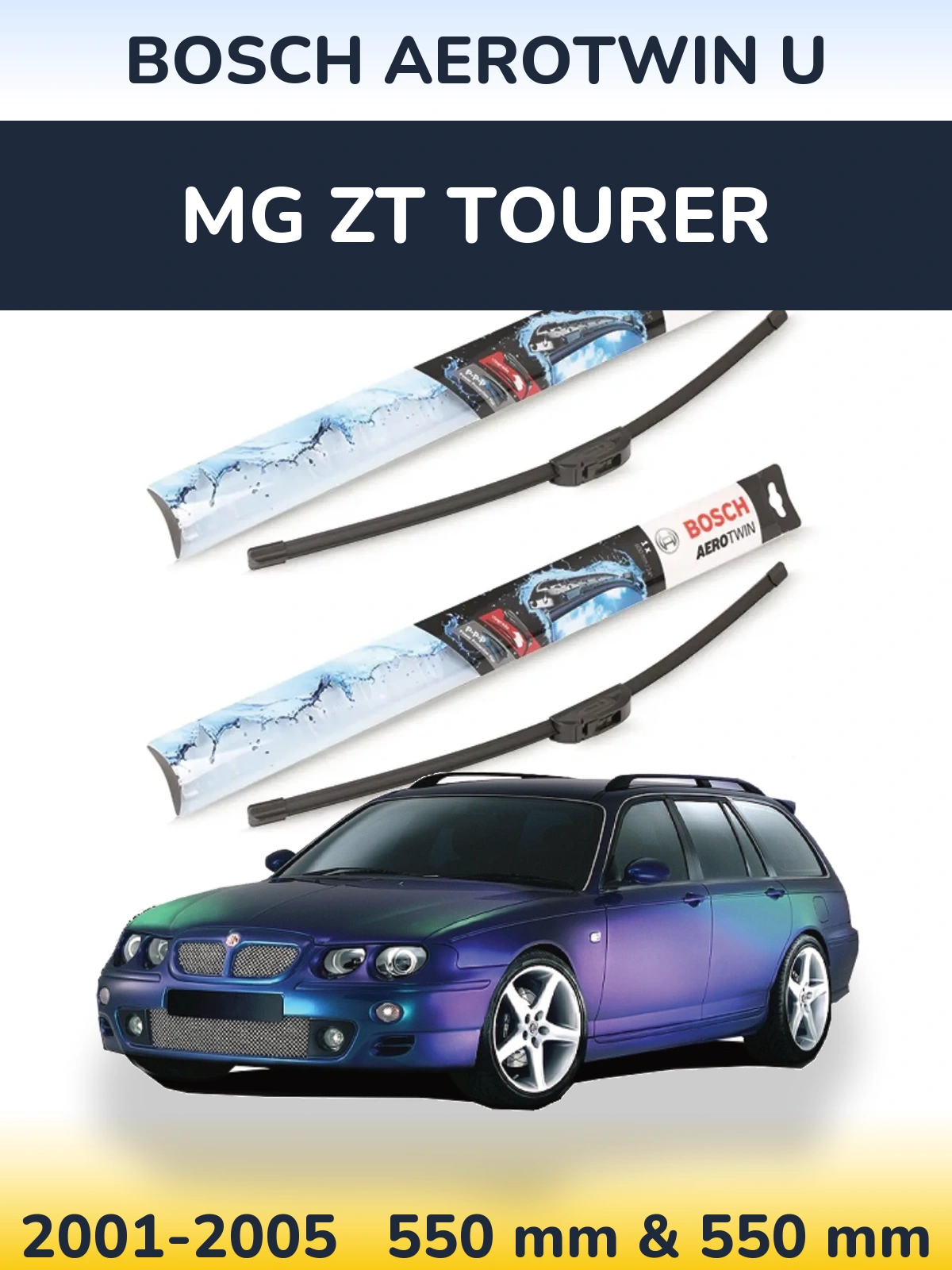 Комплект передніх щіток BOSCH AeroTwin U 550 & 550 мм для MG ZT Tourer 2001-2005