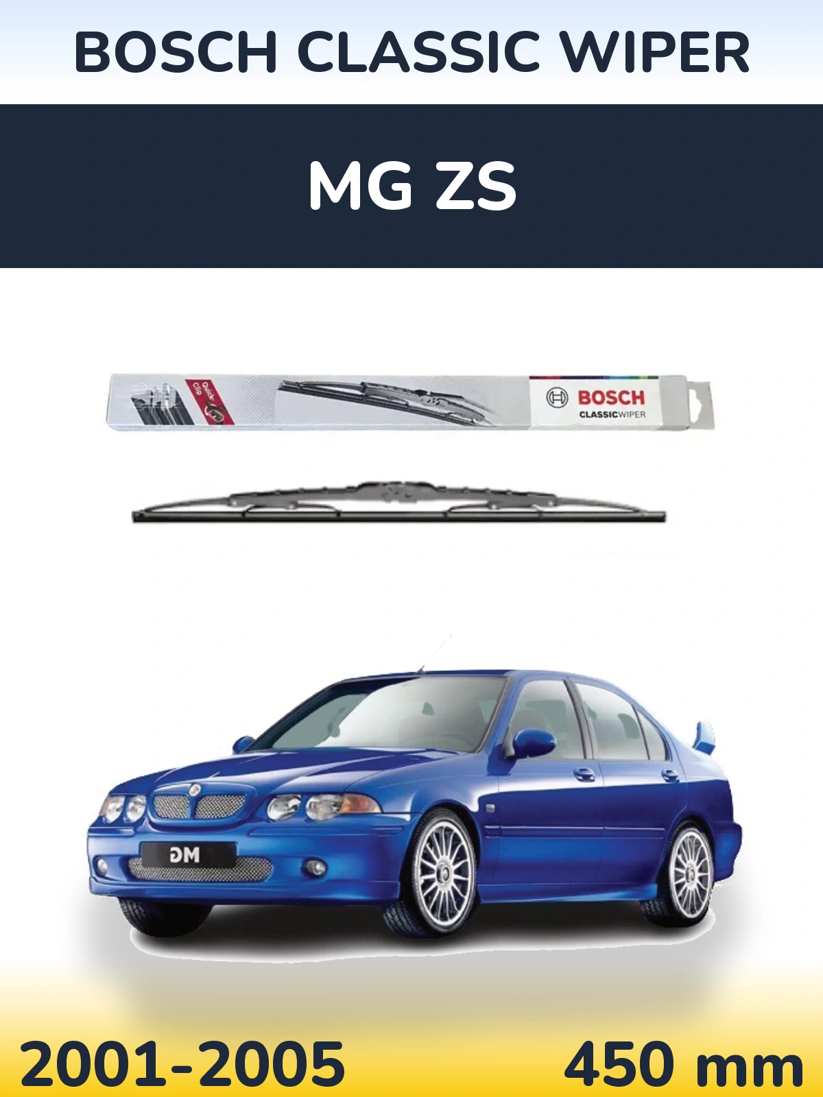 Rear wiper blade BOSCH Classic Wiper 450 mm for MG ZS 2001-2005