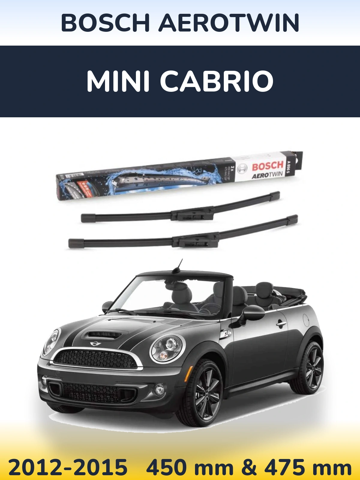 Комплект передніх щіток BOSCH AeroTwin 450 & 475 мм для MINI Cabrio 2012-2015