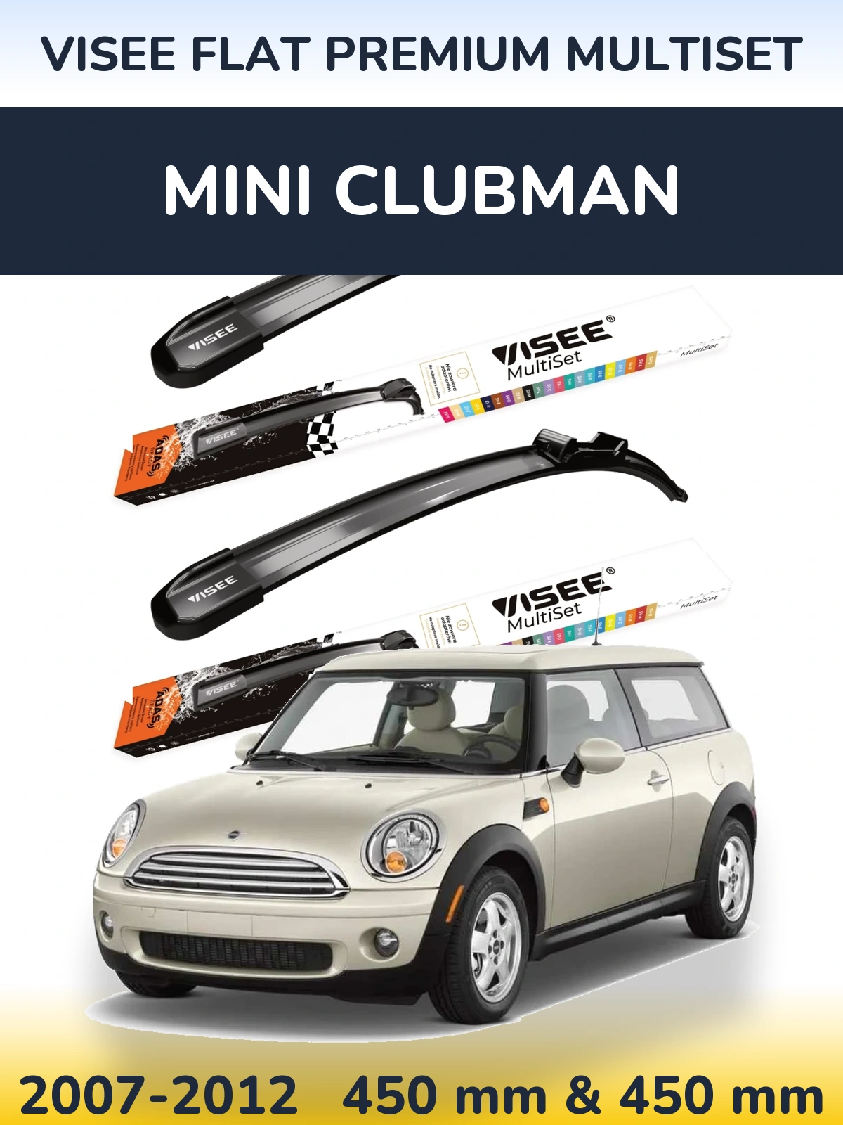 Front wiper blade set VISEE FLAT PREMIUM MultiSet 450 & 450 mm for MINI Clubman 2007-2012