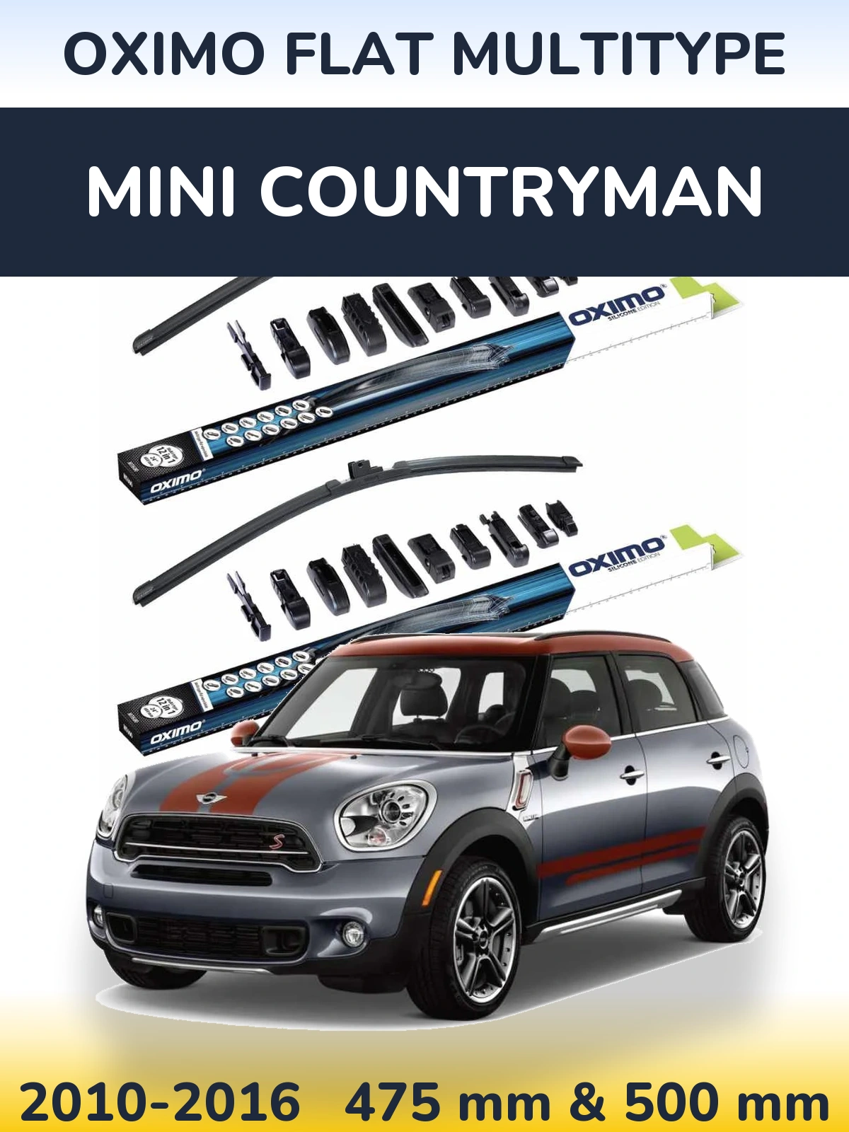 Комплект передних дворников Oximo Flat MultiТипe 475 & 500 мм для MINI Countryman 2010-2016