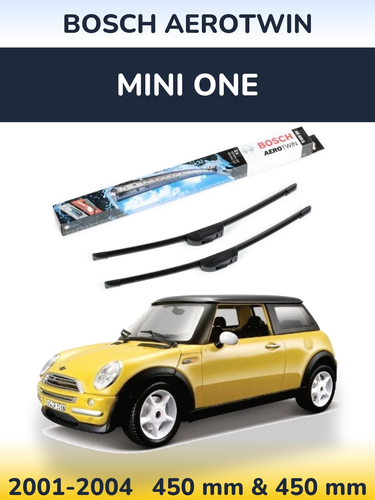 Комплект передних дворников BOSCH AeroTwin 450 & 450 мм для MINI One 2001-2004