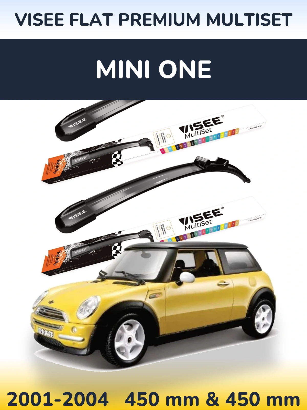 Комплект передних дворников VISEE FLAT PREMIUM MultiSet 450 & 450 мм для MINI One 2001-2004