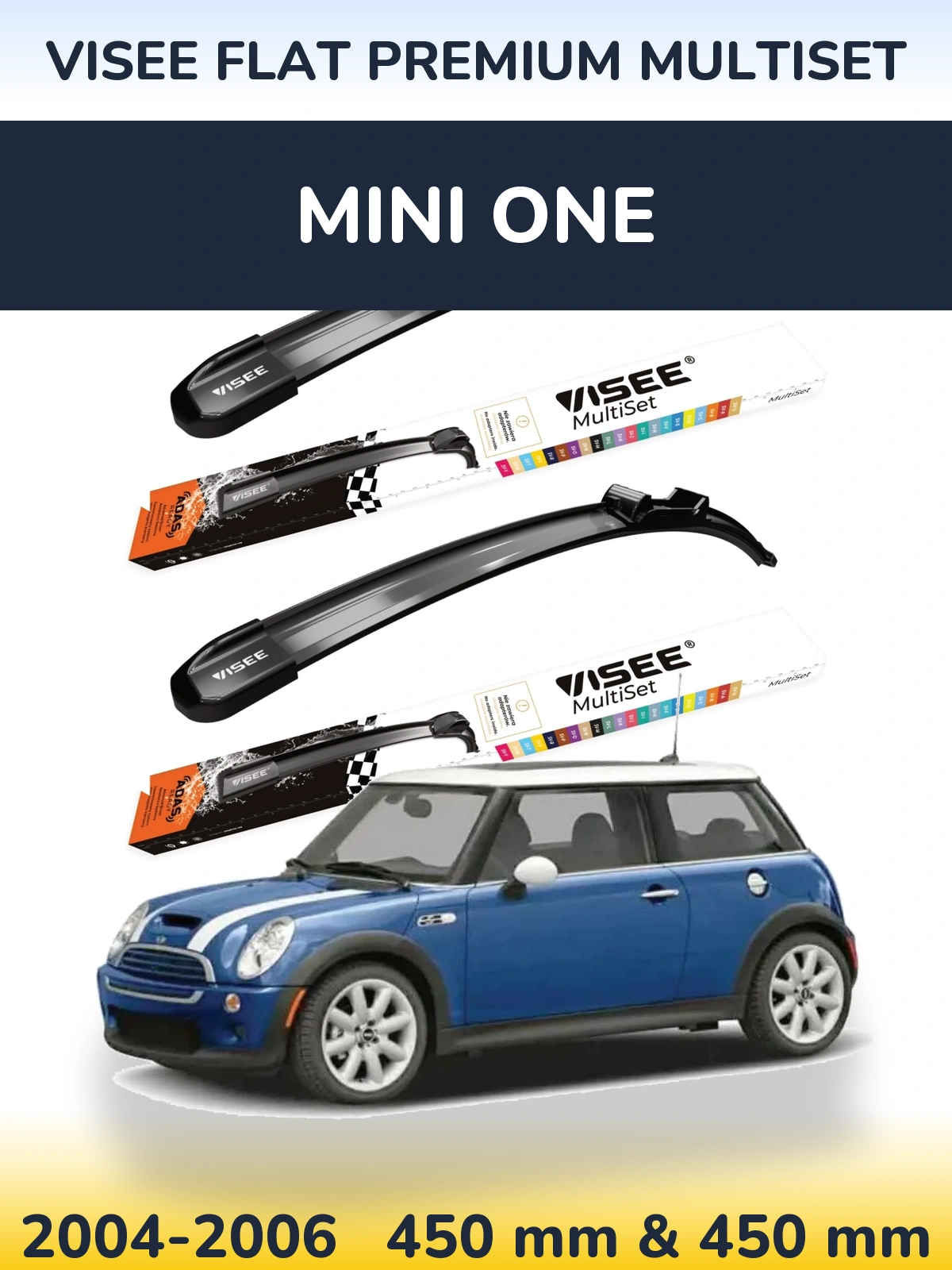 Комплект передних дворников VISEE FLAT PREMIUM MultiSet 450 & 450 мм для MINI One 2004-2006