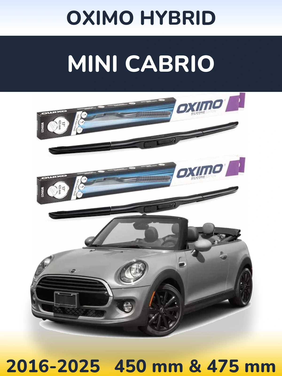 Комплект передніх щіток Oximo Hybrid 450 & 475 мм для MINI Cabrio 2016-2025