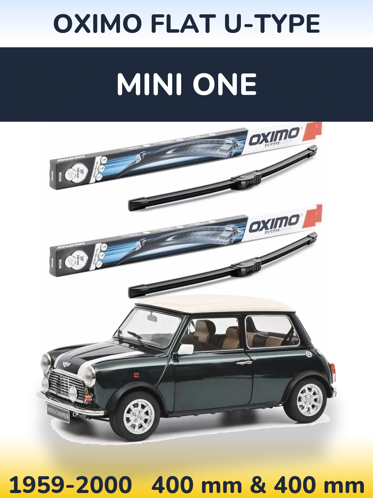 Комплект передних дворников Oximo Flat U-type 400 & 400 мм для MINI One 1959-2000