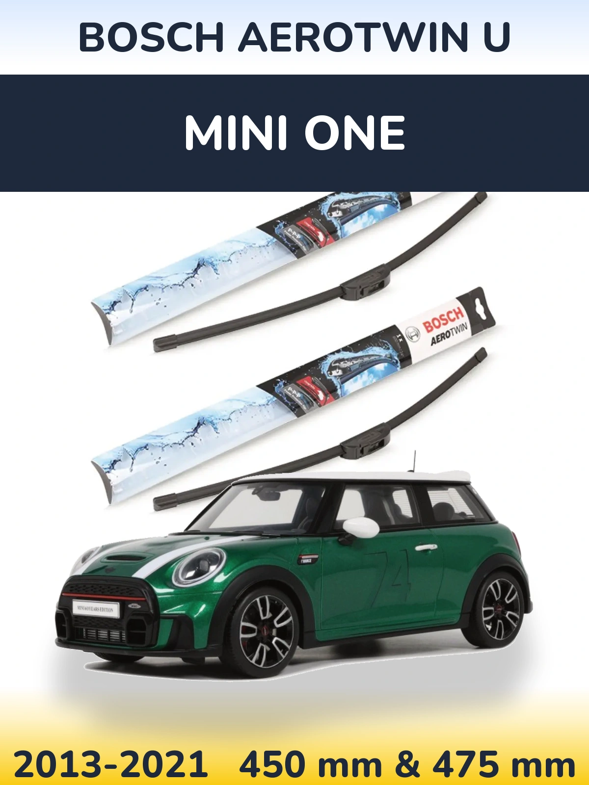 Комплект передних дворников BOSCH AeroTwin U 450 & 475 мм для MINI One 2013-2021