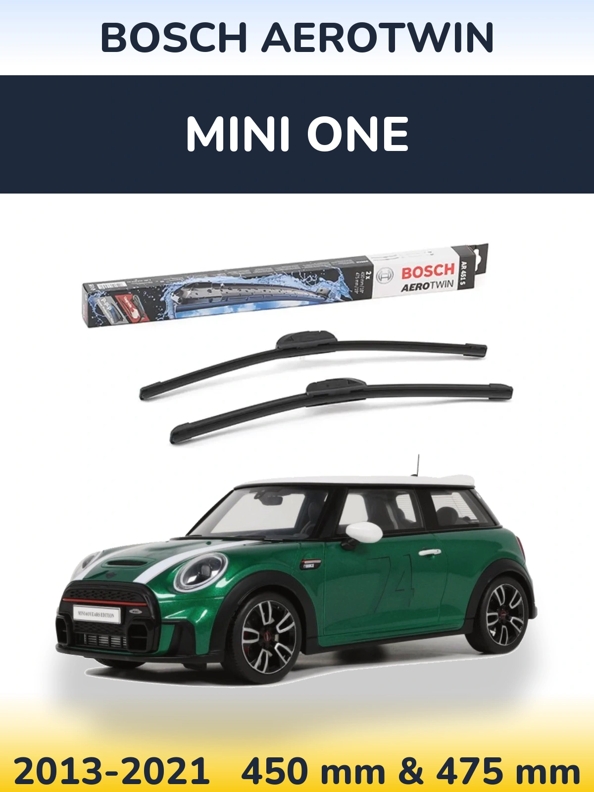 Комплект передних дворников BOSCH AeroTwin 450 & 475 мм для MINI One 2013-2021