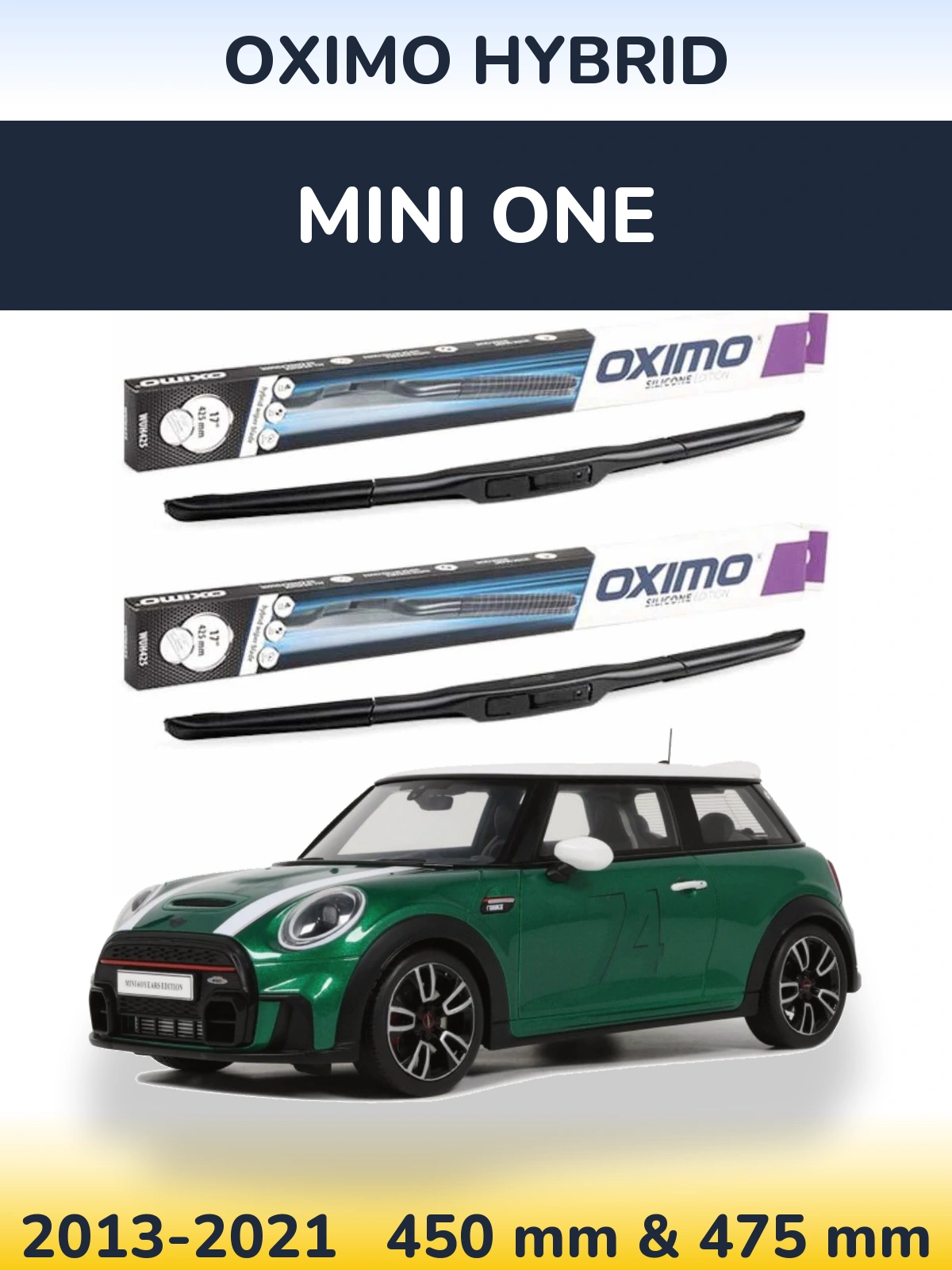 Комплект передних дворников Oximo Hybrid 450 & 475 мм для MINI One 2013-2021
