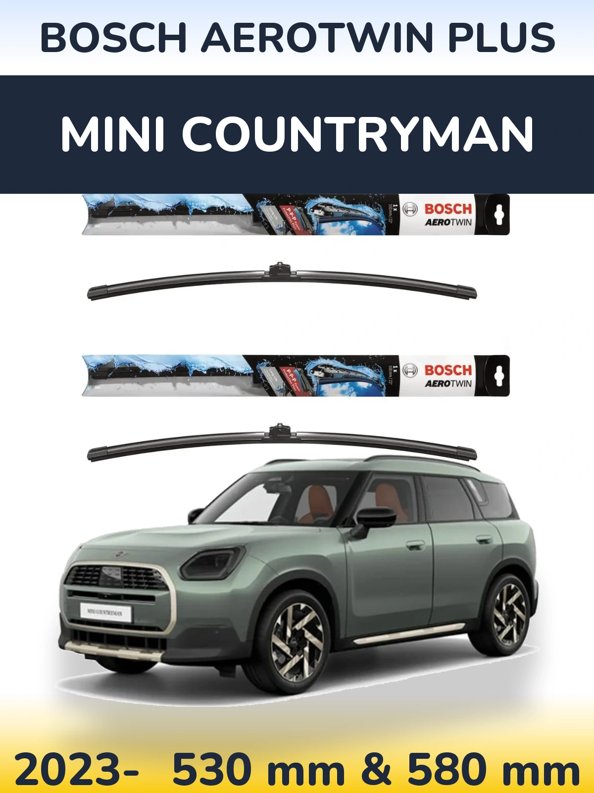 Комплект передних дворников BOSCH AeroTwin Plus 530 & 580 мм для MINI Countryman 2023-2026