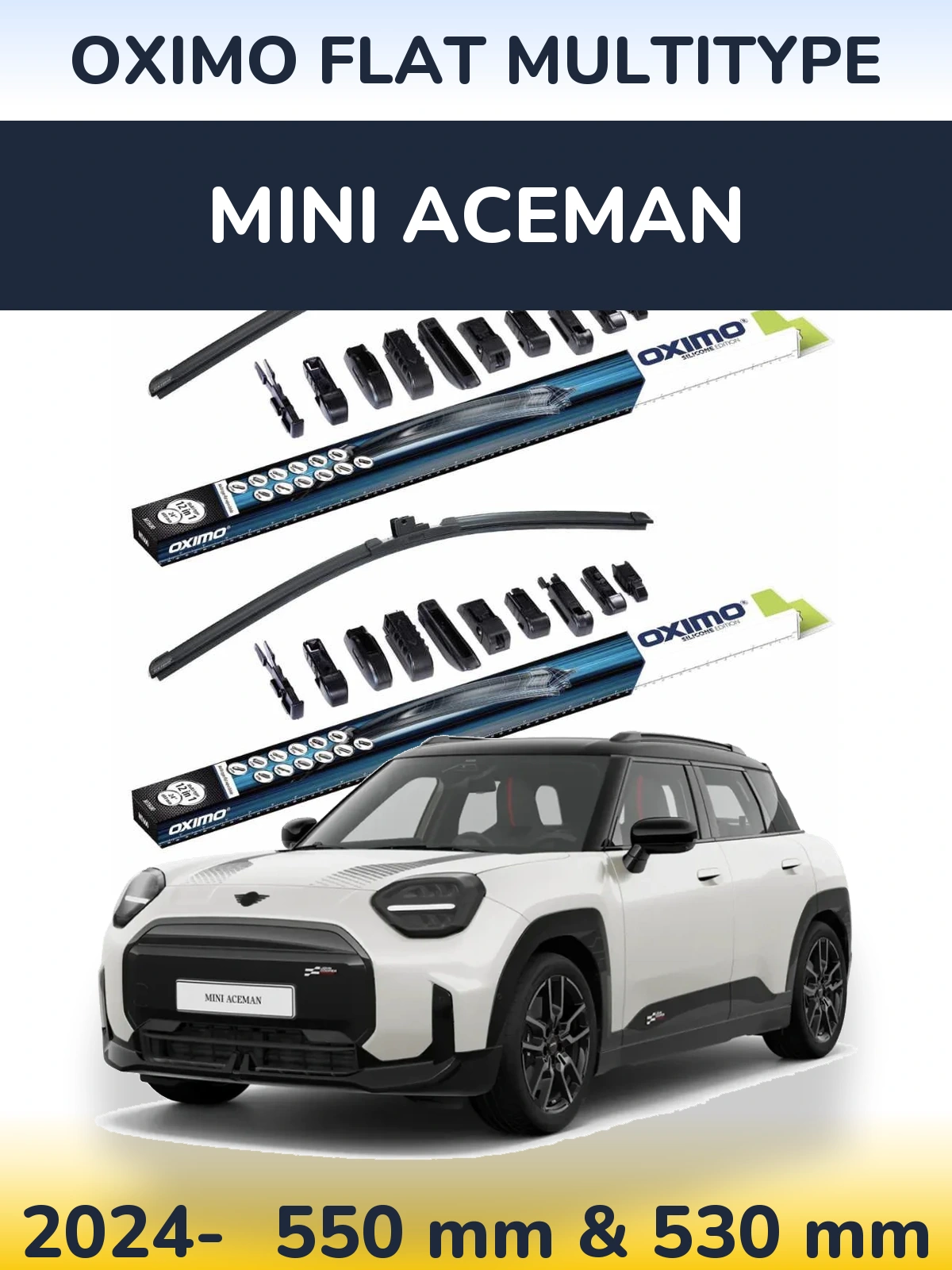 Комплект передних дворников Oximo Flat MultiТипe 550 & 530 мм для MINI Aceman 2024-2026