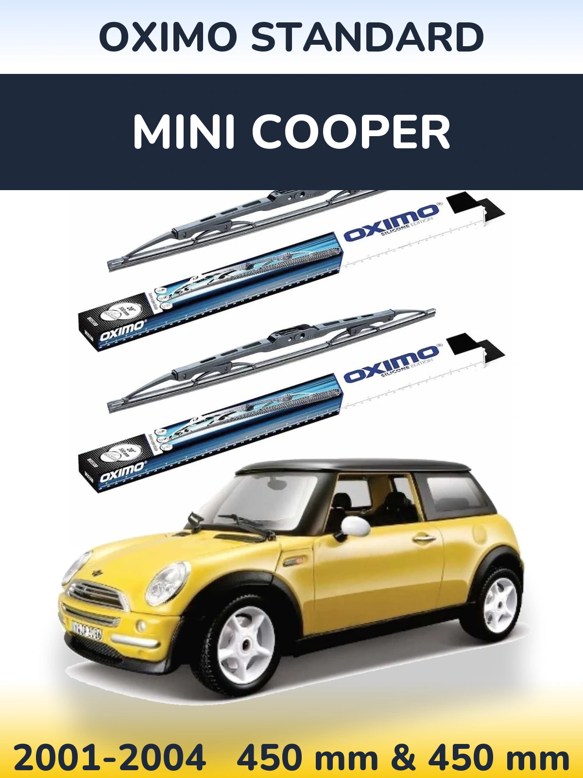 Front wiper blade set Oximo Standard 450 & 450 mm for MINI Cooper 2001-2004
