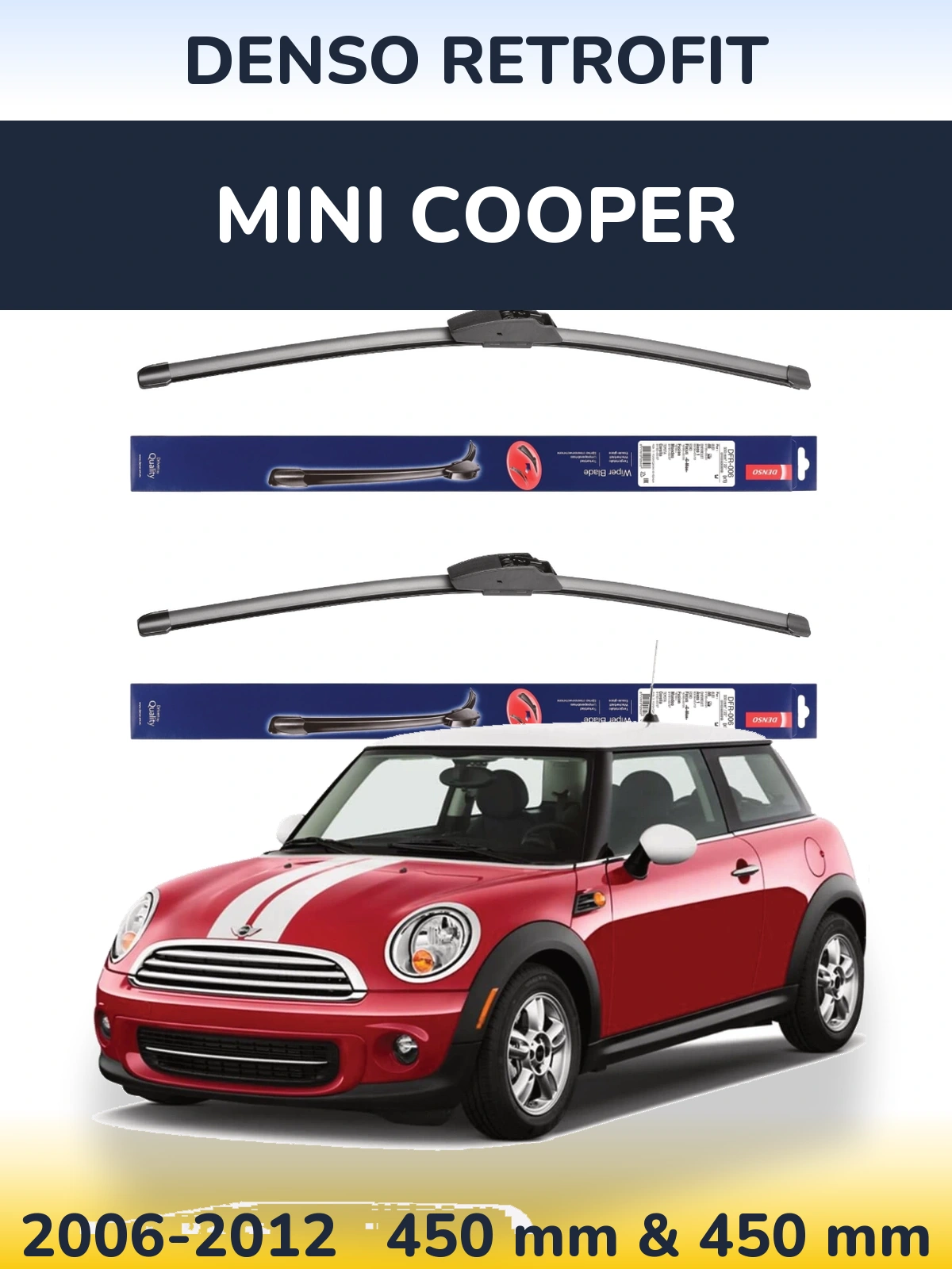 Front wiper blade set Denso Retrofit 450 & 450 mm for MINI Cooper 2006-2012