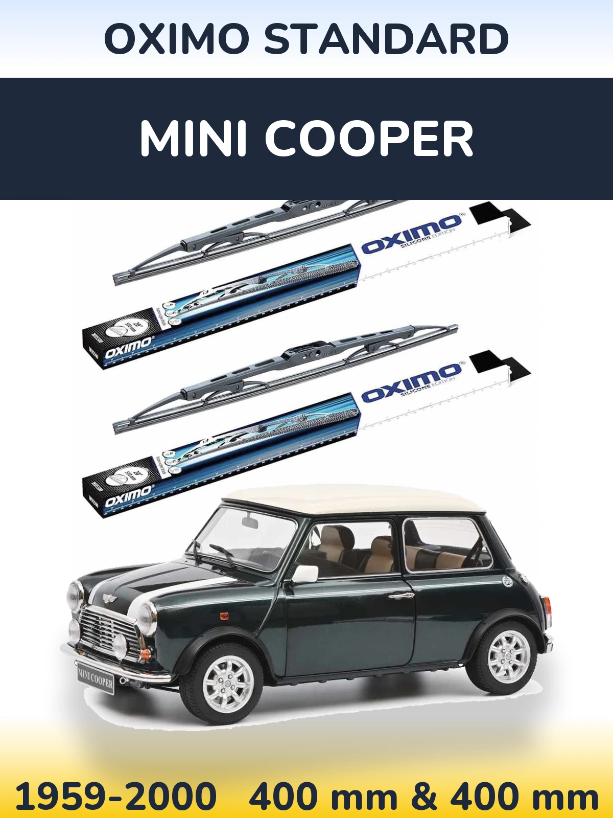 Front wiper blade set Oximo Standard 400 & 400 mm for MINI Cooper 1959-2000