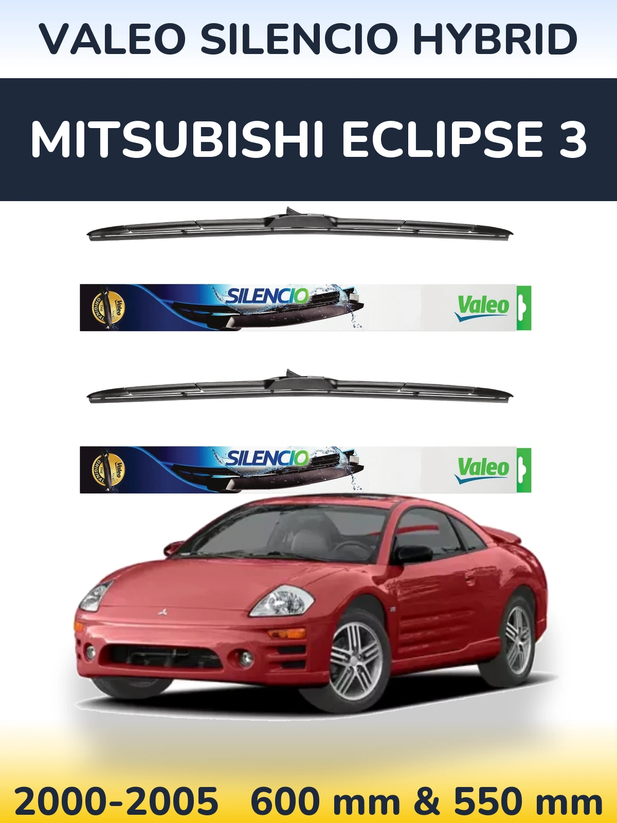 Комплект передних дворников Valeo Silencio Hybrid 600 & 550 мм для Mitsubishi Eclipse 3 2000-2005