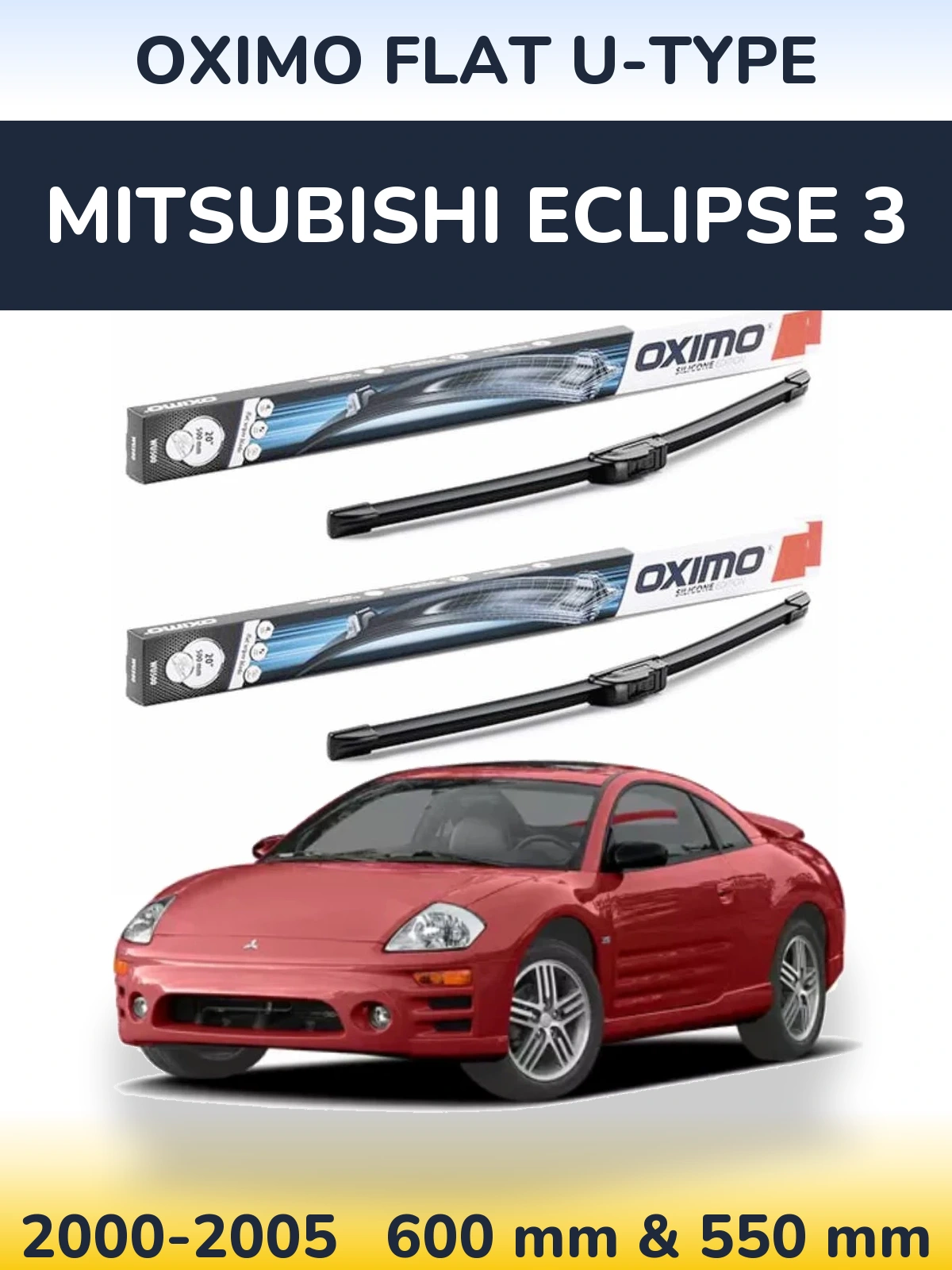 Комплект передних дворников Oximo Flat U-type 600 & 550 мм для Mitsubishi Eclipse 3 2000-2005