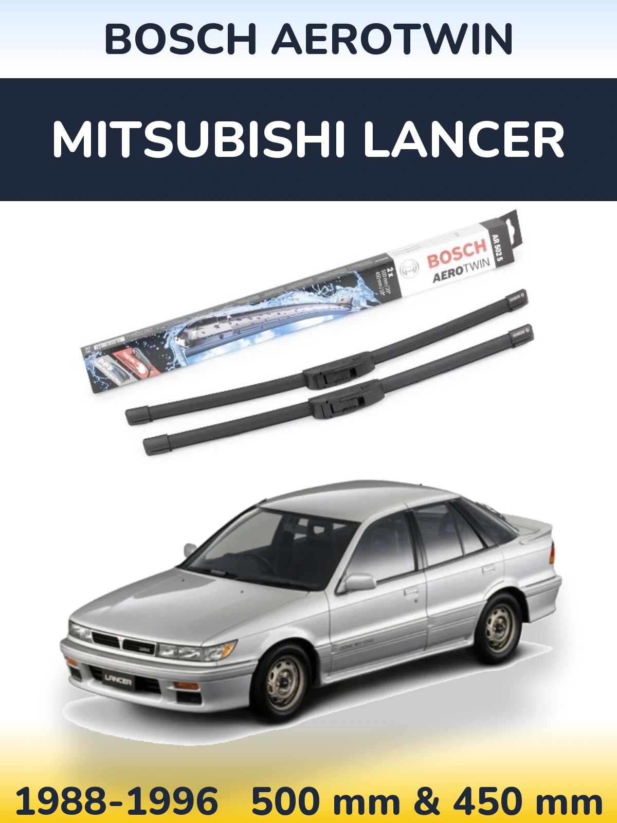Комплект передних дворников BOSCH AeroTwin 500 & 450 мм для Mitsubishi Lancer 1988-1996