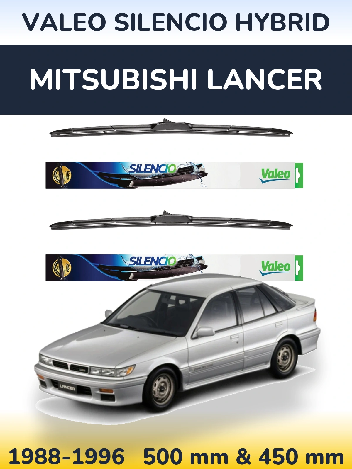 Комплект передних дворников Valeo Silencio Hybrid 500 & 450 мм для Mitsubishi Lancer 1988-1996