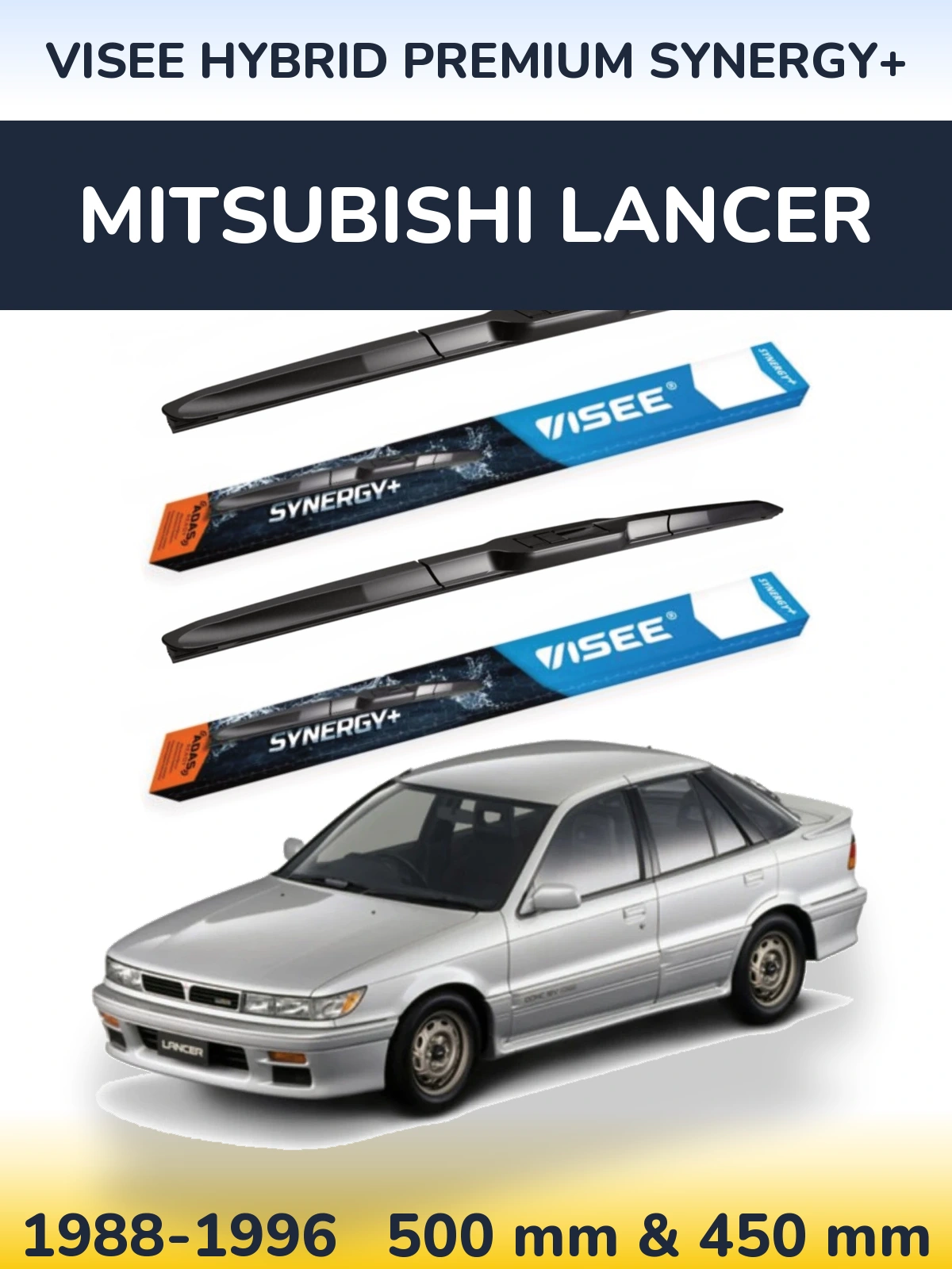 Комплект передних дворников VISEE HYBRID PREMIUM SYNERGY+ 500 & 450 мм для Mitsubishi Lancer 1988-1996