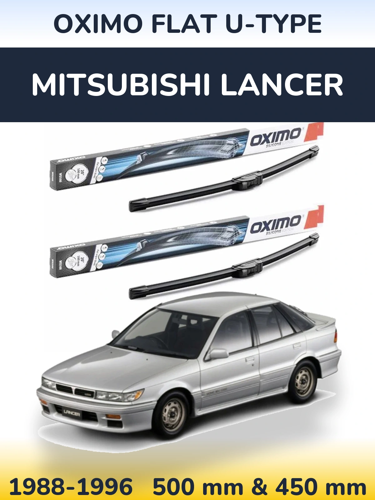 Комплект передних дворников Oximo Flat U-type 500 & 450 мм для Mitsubishi Lancer 1988-1996