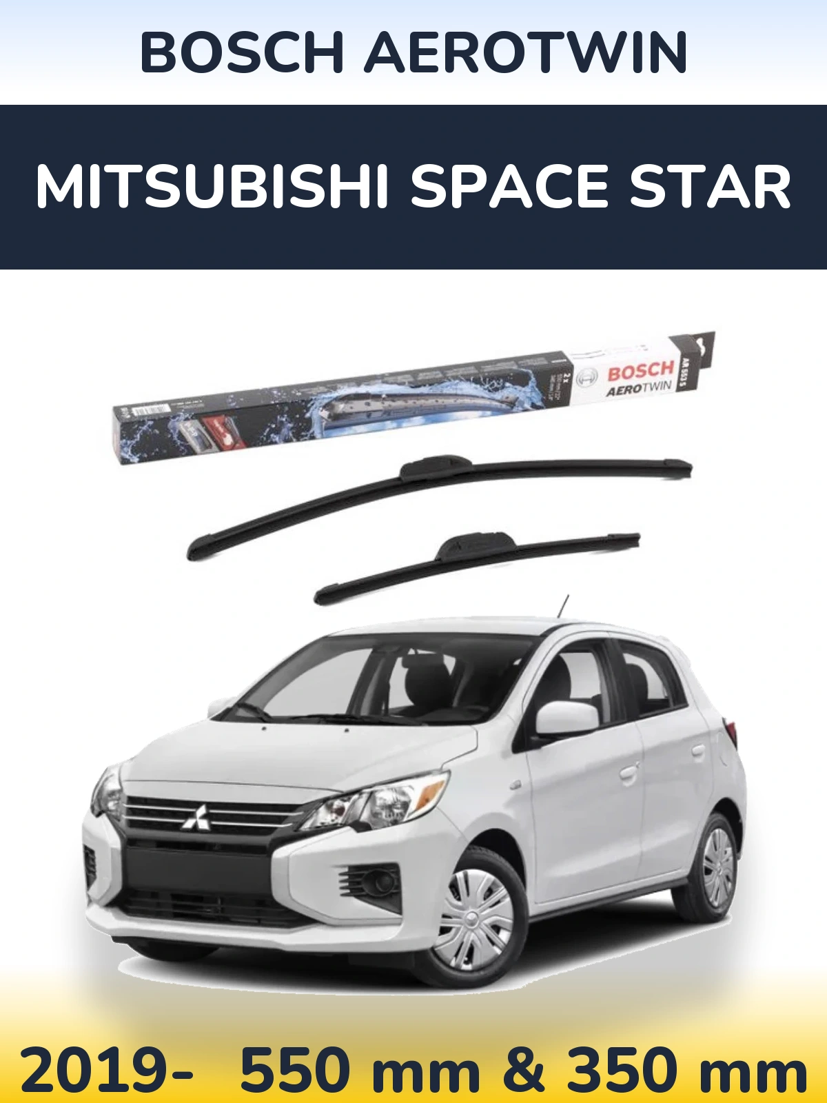 Front wiper blade set BOSCH AeroTwin 550 & 350 mm for Mitsubishi Space Star 2019-2026