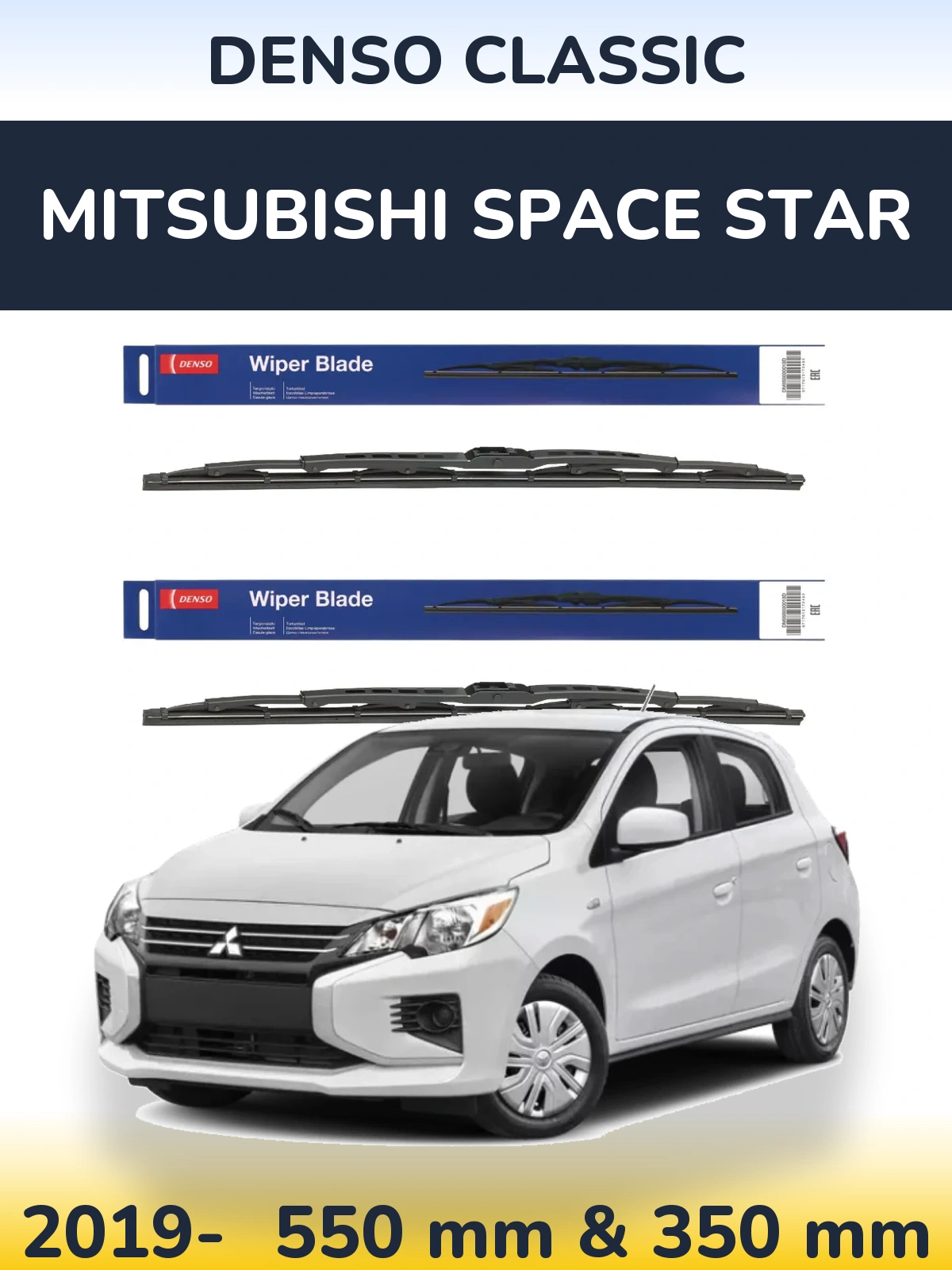 Front wiper blade set Denso Classic 550 & 350 mm for Mitsubishi Space Star 2019-2026
