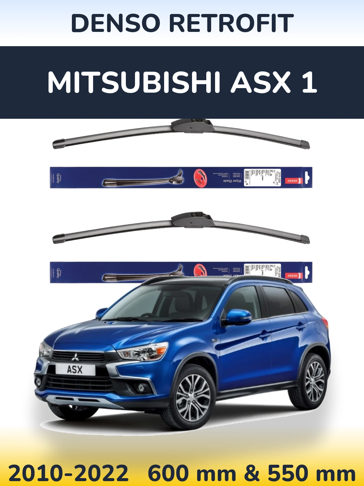 Front wiper blade set Denso Retrofit 600 & 550 mm for Mitsubishi ASX 1 2010-2022