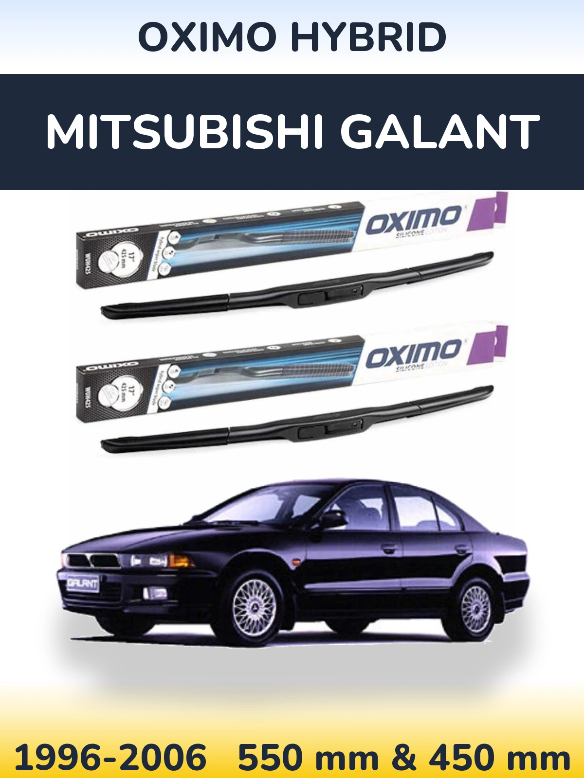 Front wiper blade set Oximo Hybrid 550 & 450 mm for Mitsubishi Galant 1996-2006