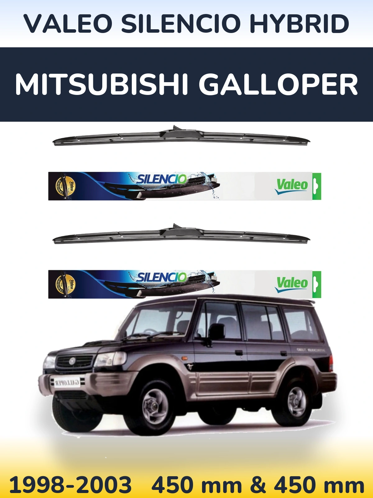 Комплект передних дворников Valeo Silencio Hybrid 450 & 450 мм для Mitsubishi Galloper 1998-2003
