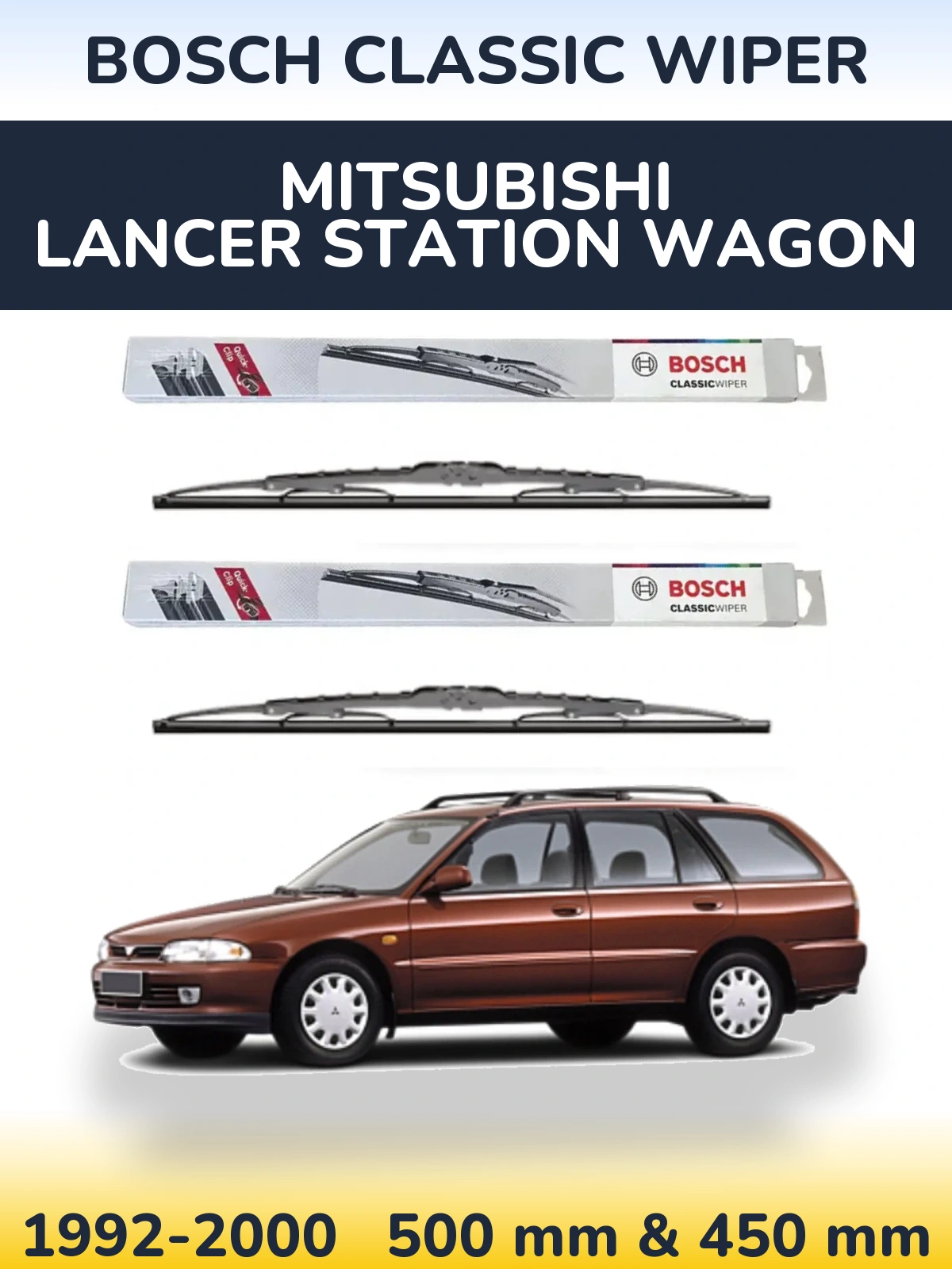 Комплект передних дворников BOSCH Classic Wiper 500 & 450 мм для Mitsubishi Lancer Station Wagon 1992-2000