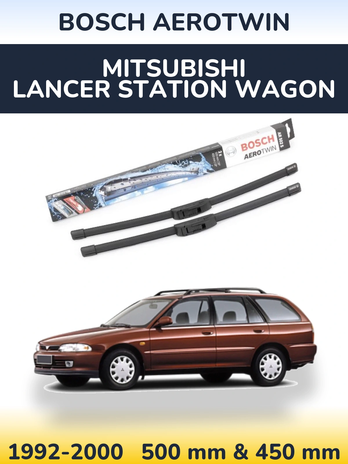 Комплект передних дворников BOSCH AeroTwin 500 & 450 мм для Mitsubishi Lancer Station Wagon 1992-2000