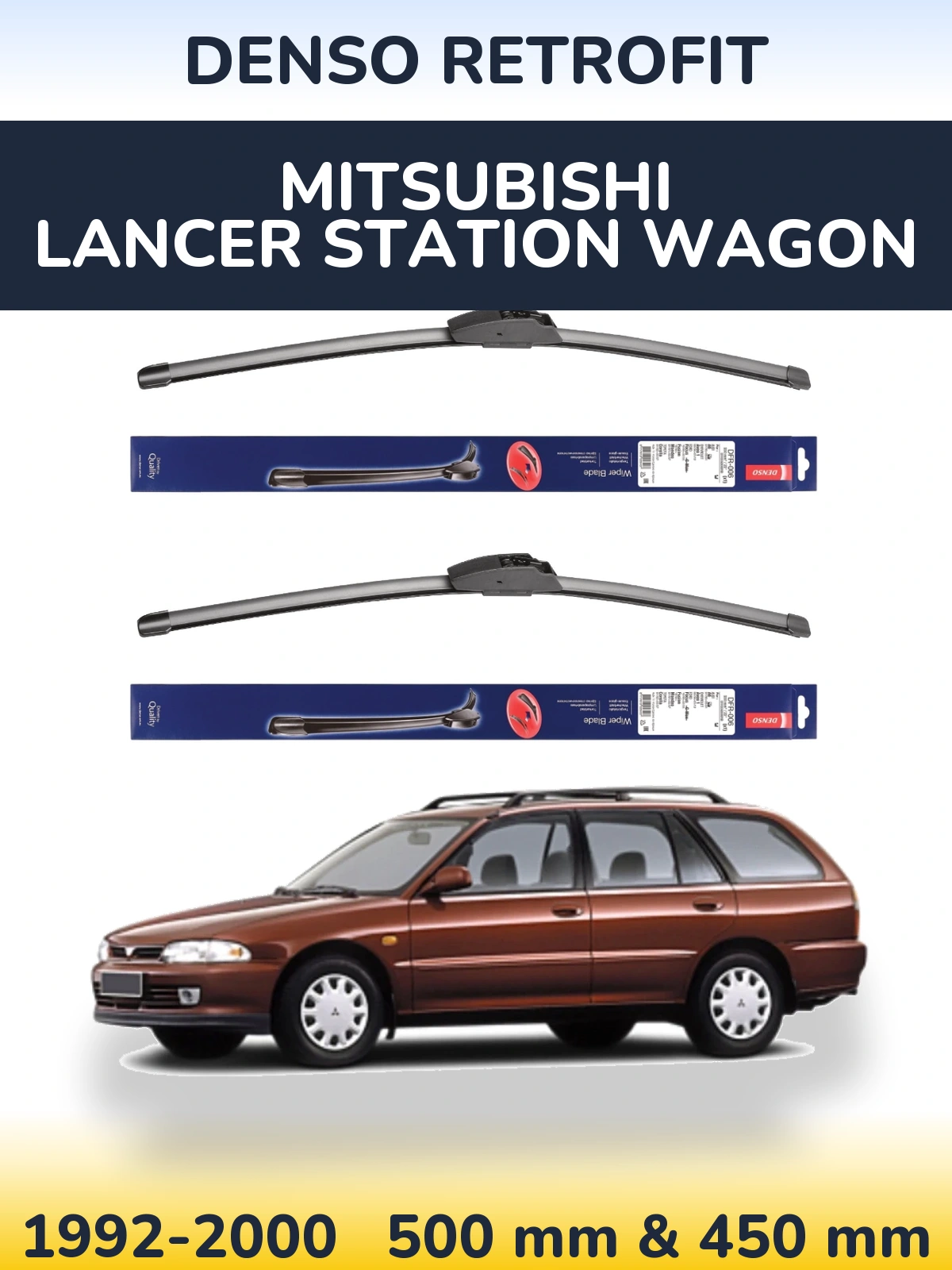 Комплект передних дворников Denso Retrofit 500 & 450 мм для Mitsubishi Lancer Station Wagon 1992-2000
