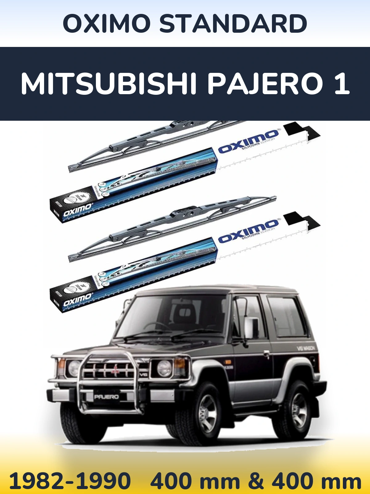 Front wiper blade set Oximo Standard 400 & 400 mm for Mitsubishi Pajero 1 1982-1990