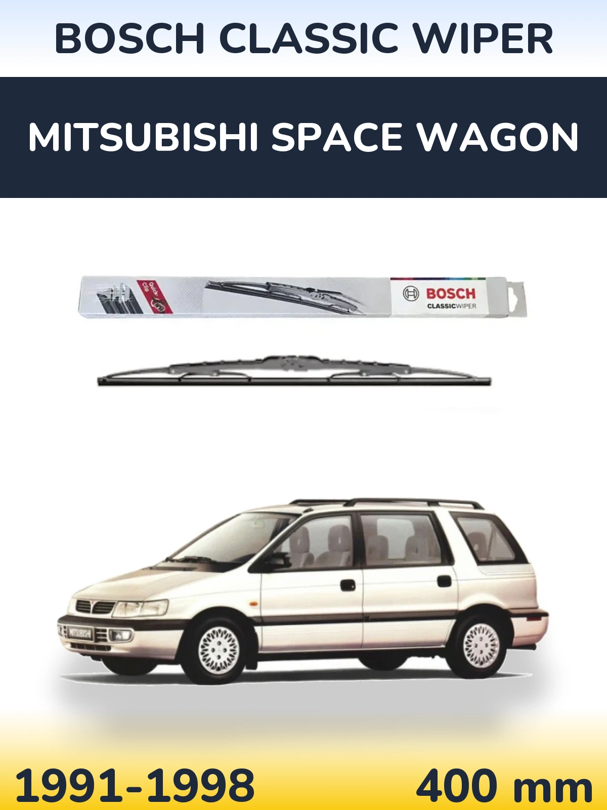 Rear wiper blade BOSCH Classic Wiper 400 mm for Mitsubishi Space Wagon 1991-1998