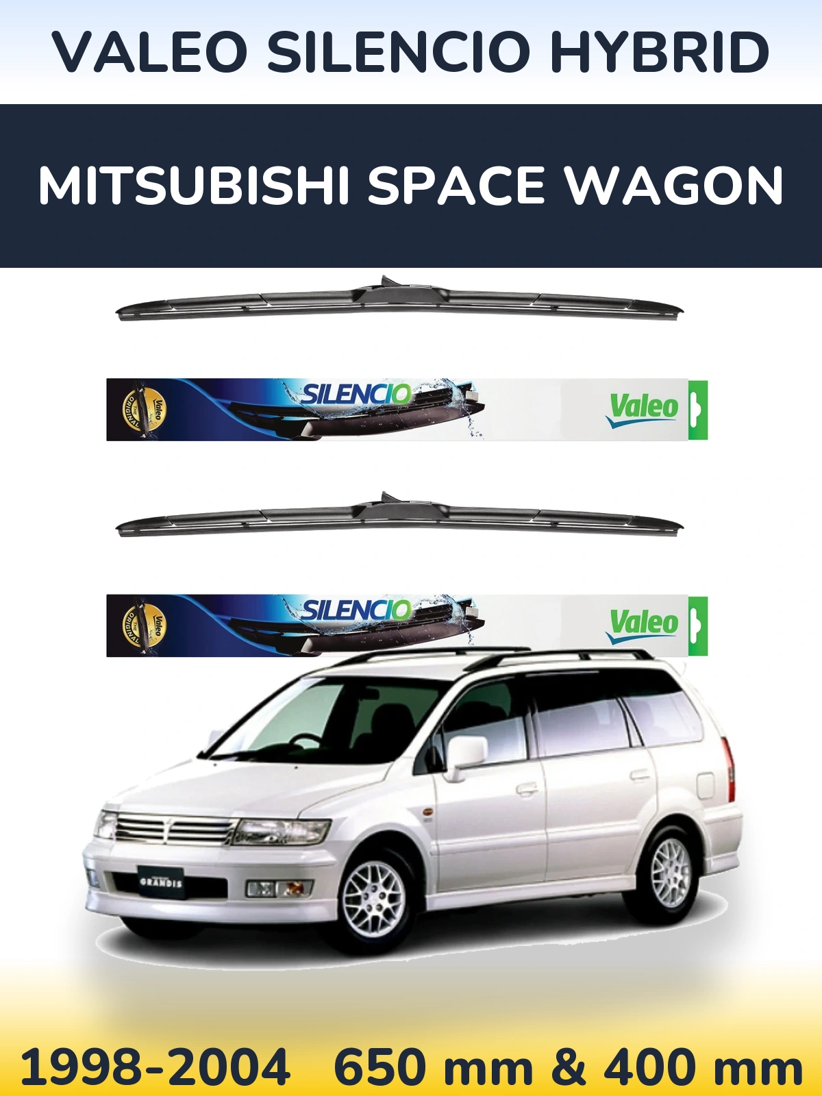 Комплект передних дворников Valeo Silencio Hybrid 650 & 400 мм для Mitsubishi Space Wagon 1998-2004
