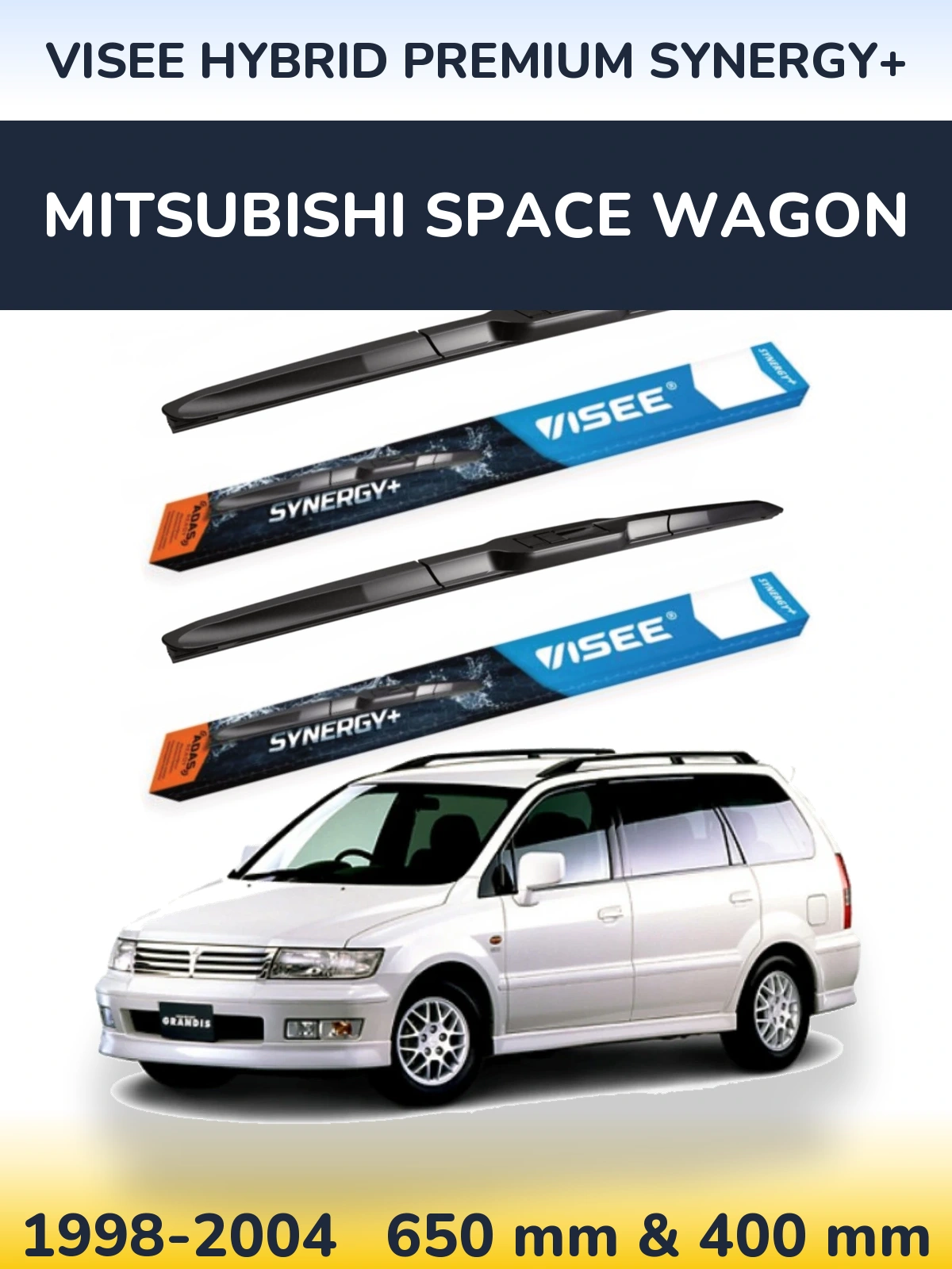 Комплект передніх щіток VISEE HYBRID PREMIUM SYNERGY+ 650 & 400 мм для Mitsubishi Space Wagon 1998-2004