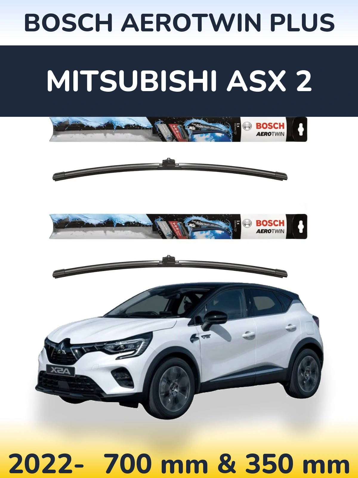Front wiper blade set BOSCH AeroTwin Plus 700 & 350 mm for Mitsubishi ASX 2 2022-2026