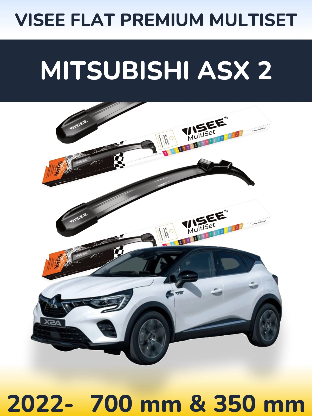 Front wiper blade set VISEE FLAT PREMIUM MultiSet 700 & 350 mm for Mitsubishi ASX 2 2022-2026