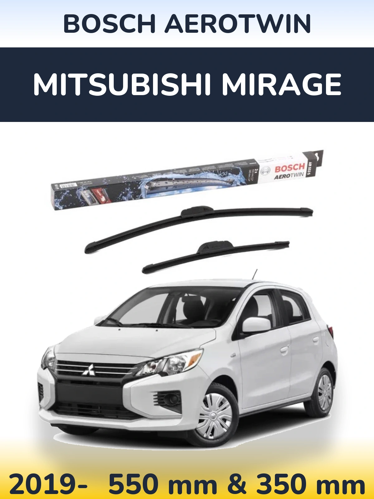 Front wiper blade set BOSCH AeroTwin 550 & 350 mm for Mitsubishi Mirage 2019-2026