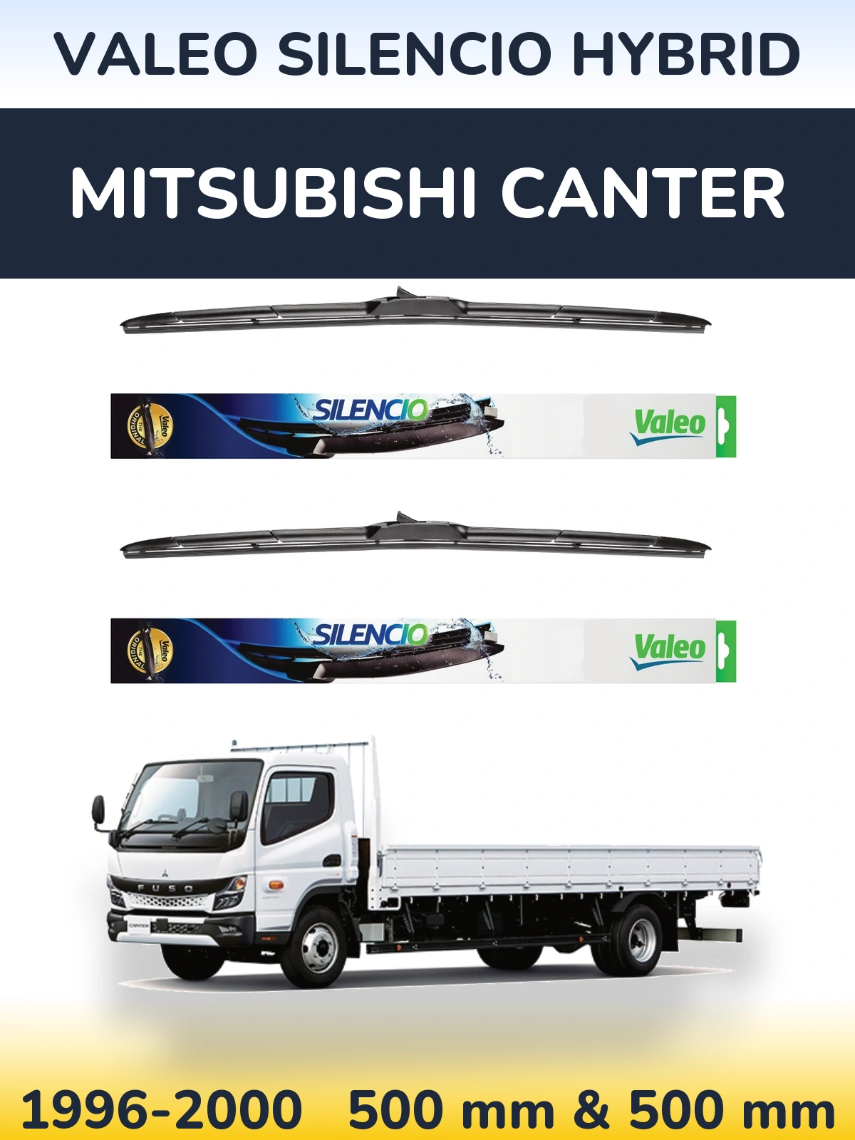 Комплект передних дворников Valeo Silencio Hybrid 500 & 500 мм для Mitsubishi Canter 1996-2000