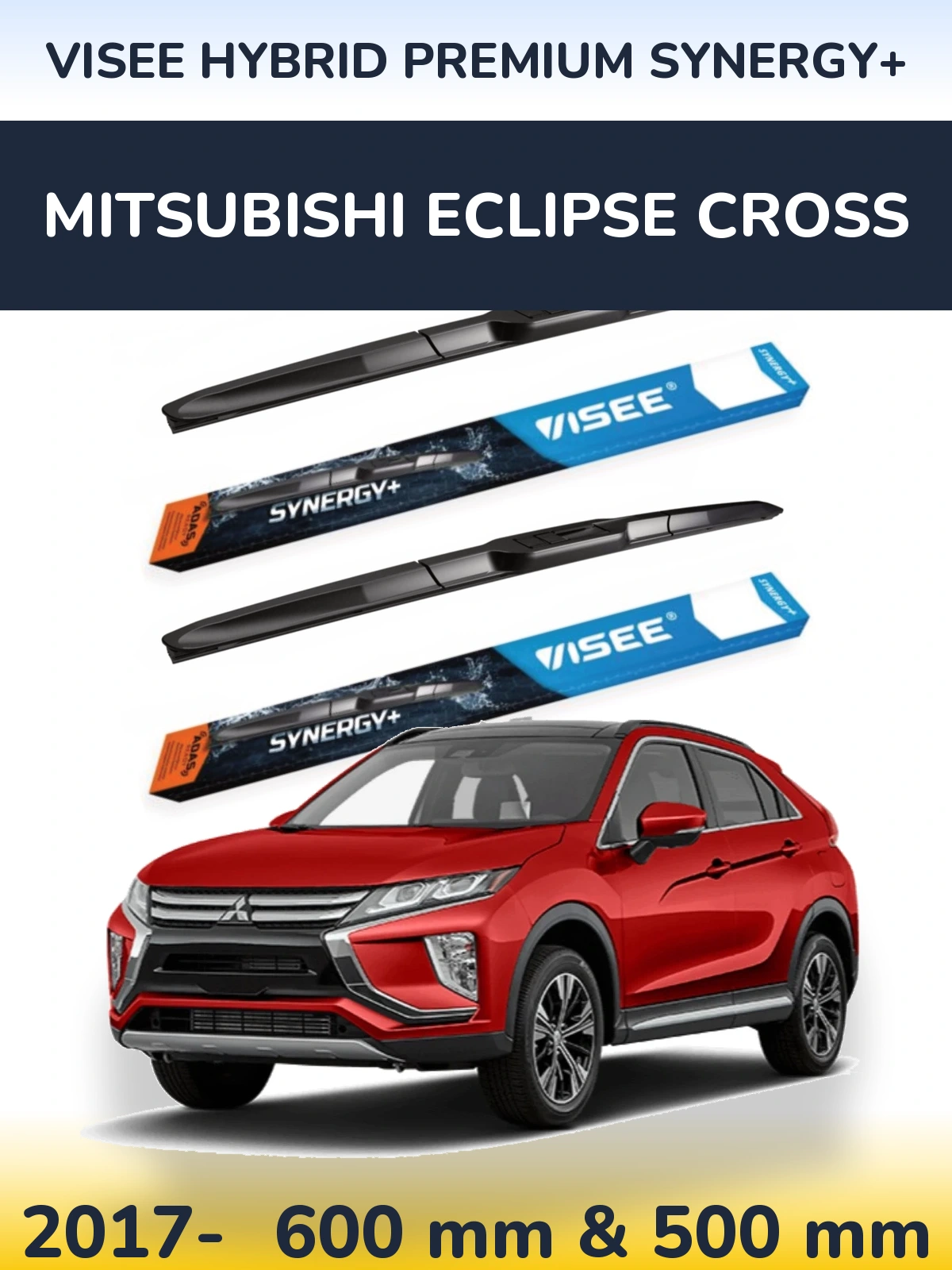 Комплект передних дворников VISEE HYBRID PREMIUM SYNERGY+ 600 & 500 мм для Mitsubishi Eclipse Cross 2017-2026