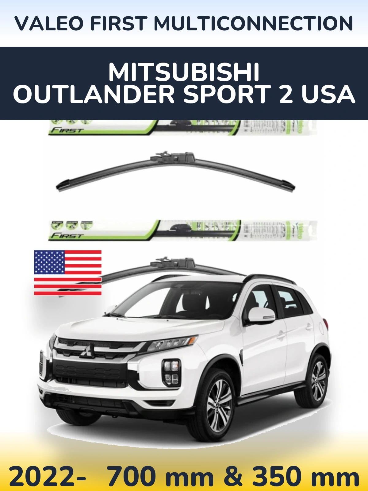 Комплект передніх щіток Valeo First MultiConnection 700 & 350 мм для Mitsubishi Outlander Sport 2 USA 2022-2026