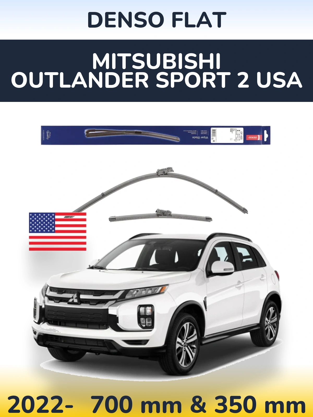 Комплект передніх щіток Denso Flat 700 & 350 мм для Mitsubishi Outlander Sport 2 USA 2022-2026