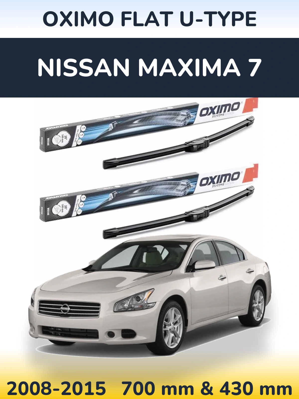 Комплект передних дворников Oximo Flat U-type 700 & 430 мм для Nissan Maxima 7 2008-2015