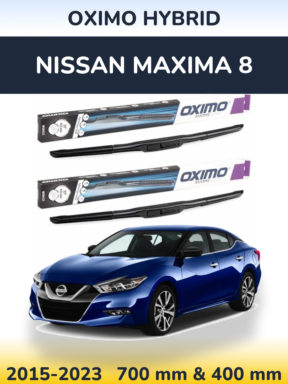 Комплект передних дворников Oximo Hybrid 700 & 400 мм для Nissan Maxima 8 2015-2023