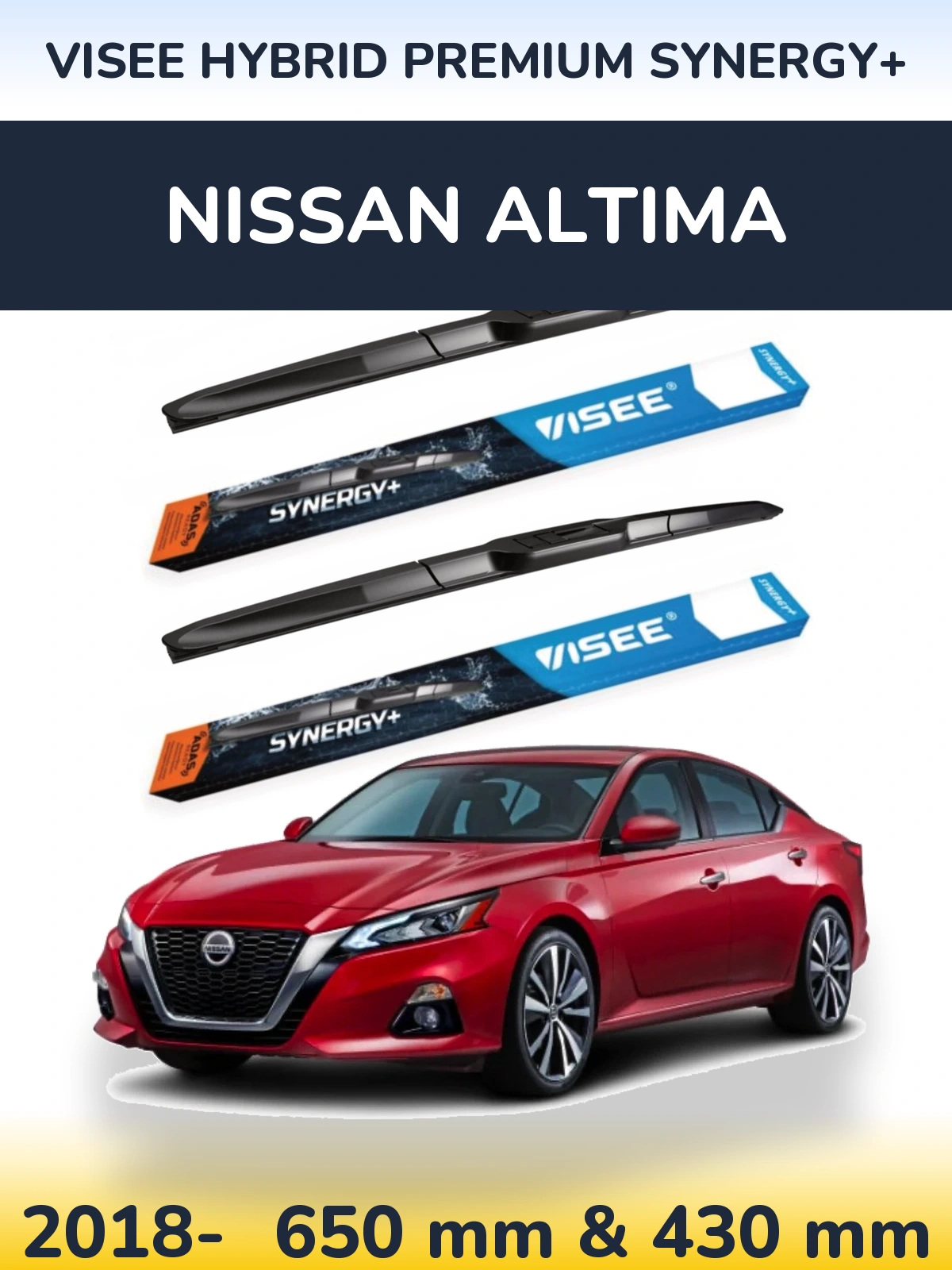 Комплект передніх щіток VISEE HYBRID PREMIUM SYNERGY+ 650 & 430 мм для Nissan Altima 2018-2026