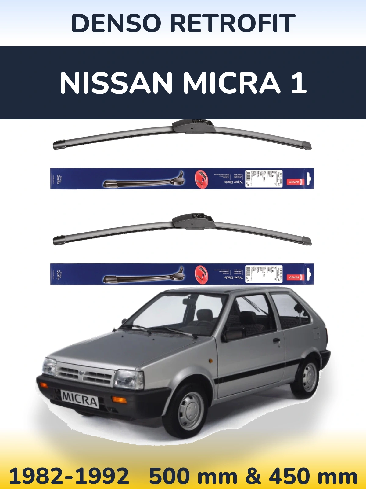 Комплект передних дворников Denso Retrofit 500 & 450 мм для Nissan Micra 1 1982-1992