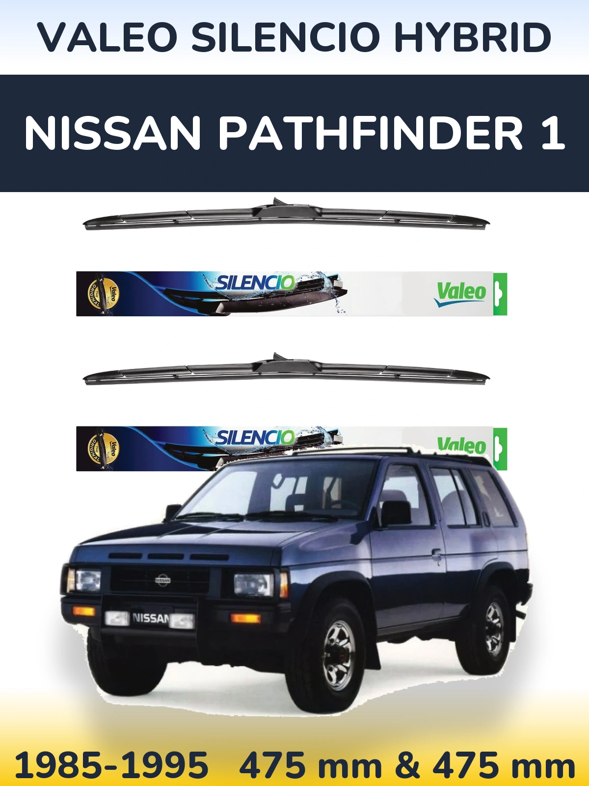 Комплект передних дворников Valeo Silencio Hybrid 475 & 475 мм для Nissan Pathfinder 1 1985-1995