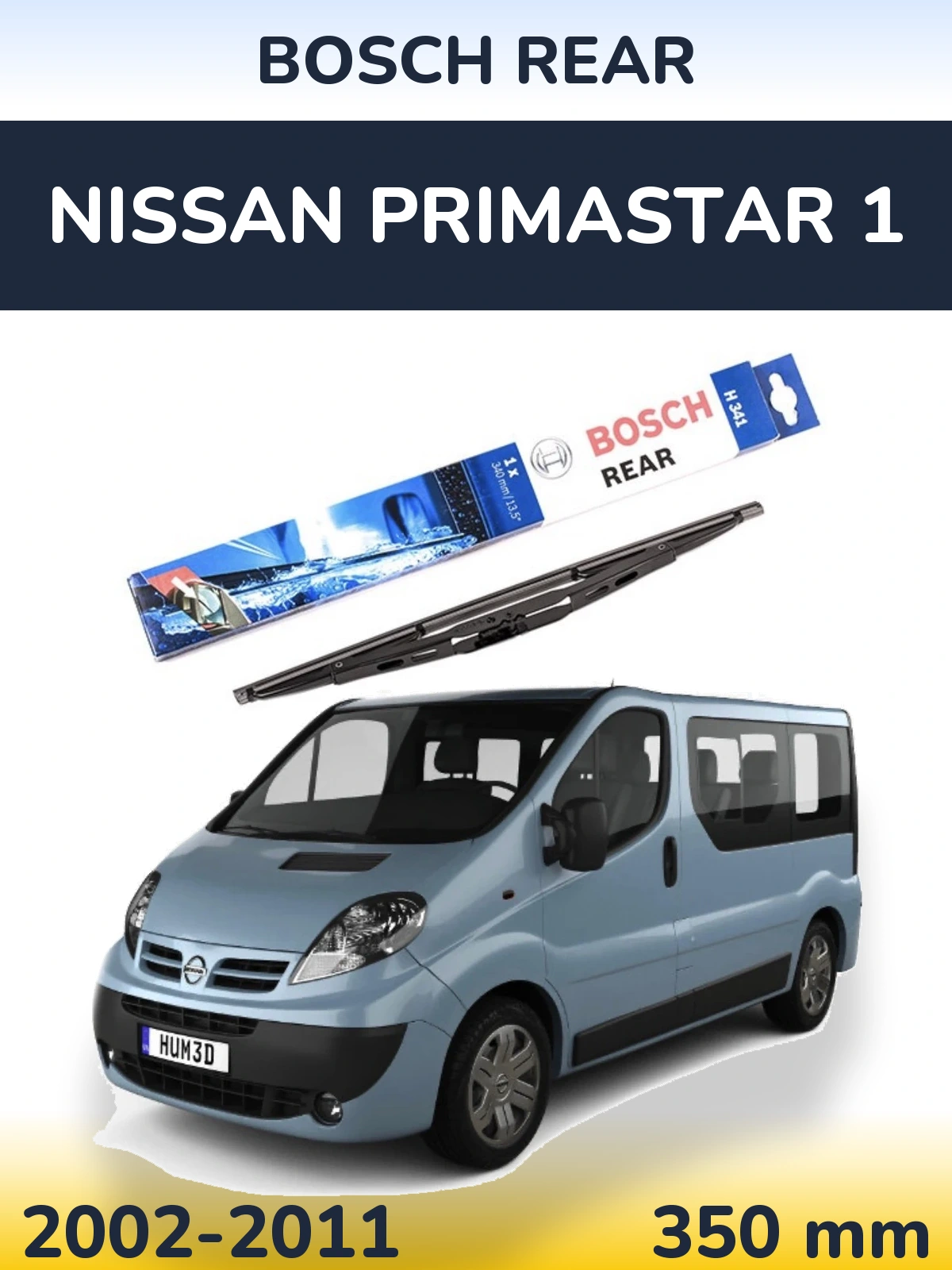 Rear wiper blade BOSCH Rear 340 mm for Nissan Primastar 1 2002-2011