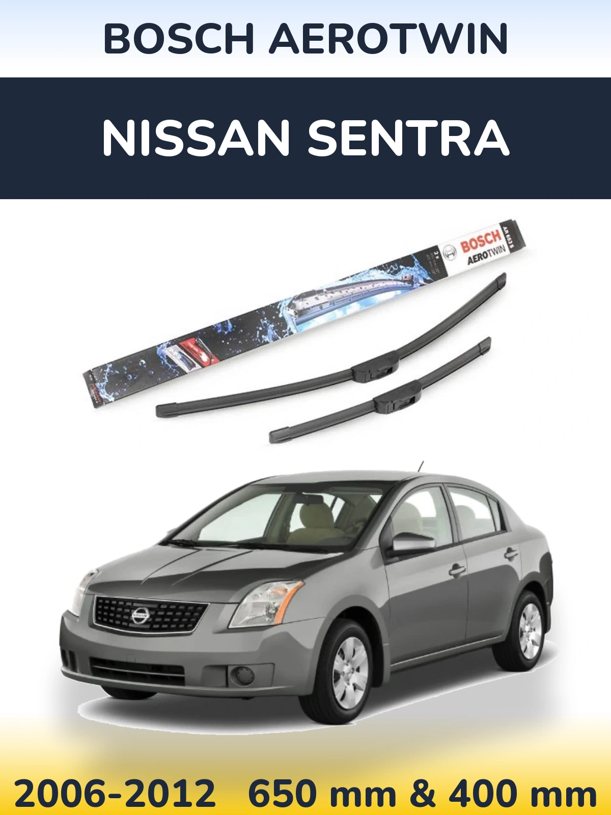 Комплект передних дворников BOSCH AeroTwin 650 & 400 мм для Nissan Sentra 2006-2012